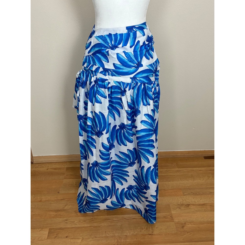 HT 360 Collective Blue Banana Leaf Tropical Maxi Skirt Size Small (P8) - Picture 3 of 13